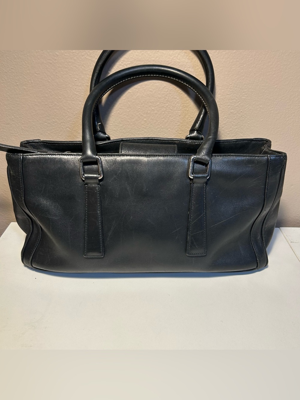 Coach Vintage Black Leather Bonnie Legacy Satchel Double top handle bag 9419 - Picture 6 of 16